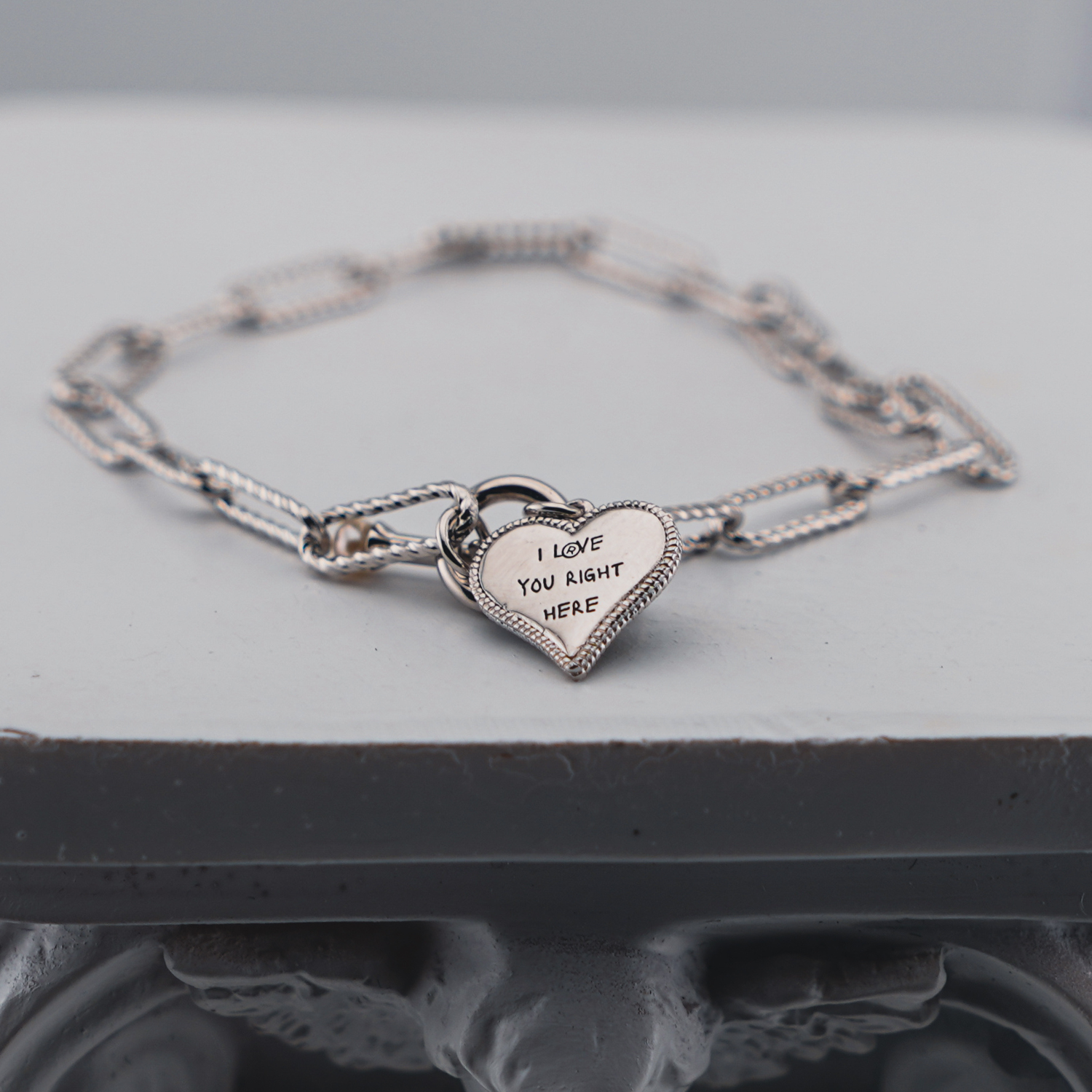 "i love you right here" .925 sterling silver bracelet