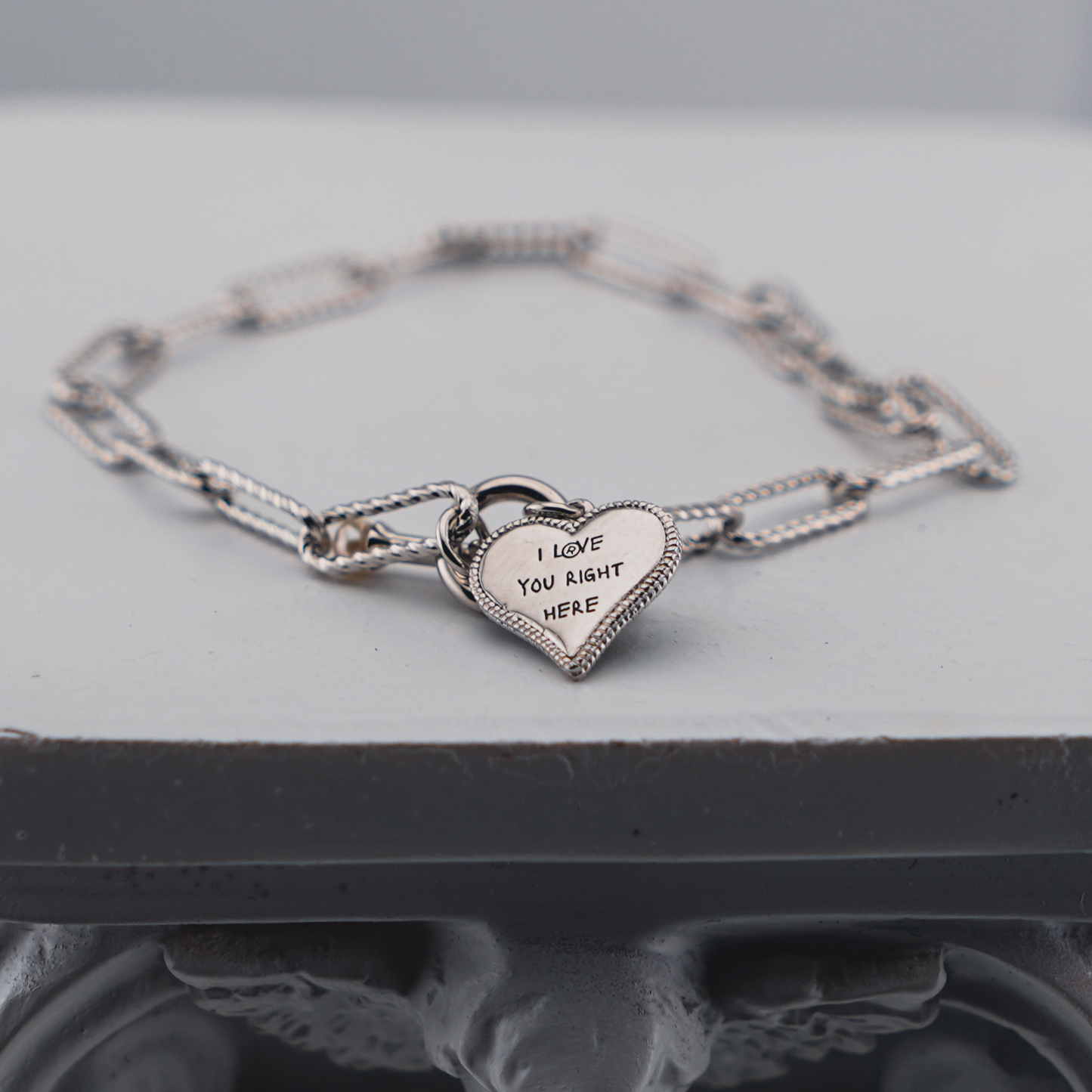 "i love you right here" .925 sterling silver bracelet