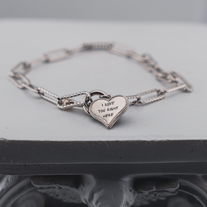 "i love you right here" .925 sterling silver bracelet